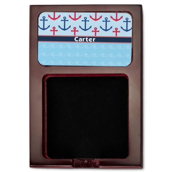 Anchors & Waves Red Mahogany Sticky Note Holder - Flat