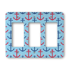 Anchors & Waves Rocker Style Light Switch Cover - Three Switch