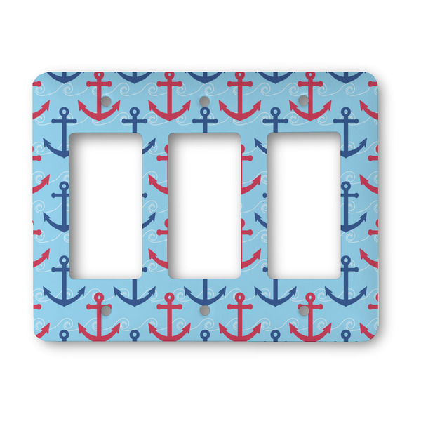 Custom Anchors & Waves Rocker Style Light Switch Cover - Three Switch