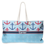 Anchors & Waves Large Tote Bag with Rope Handles (Personalized)