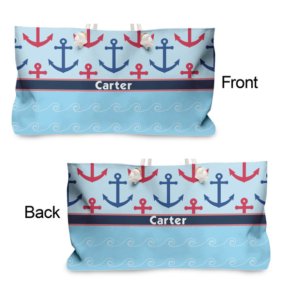 Anchors & Waves Large Rope Tote - From & Back View