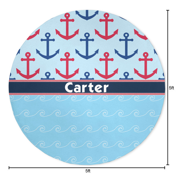 Anchors & Waves Round Area Rug - Size
