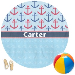 Anchors & Waves Round Beach Towel (Personalized)