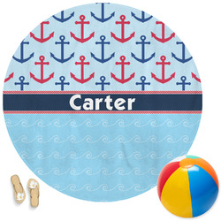 Anchors & Waves Round Beach Towel (Personalized)