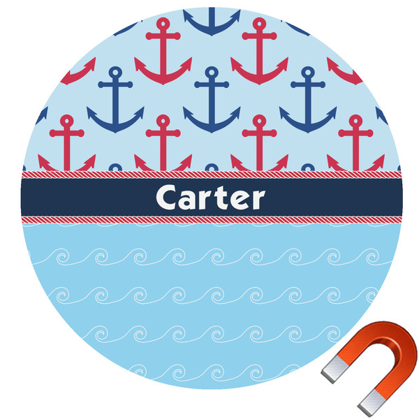 Custom Anchors & Waves Car Magnet (Personalized)
