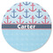 Anchors & Waves Round Rubber Backed Coaster (Personalized)