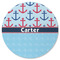 Anchors & Waves Round Rubber Backed Coaster (Personalized)