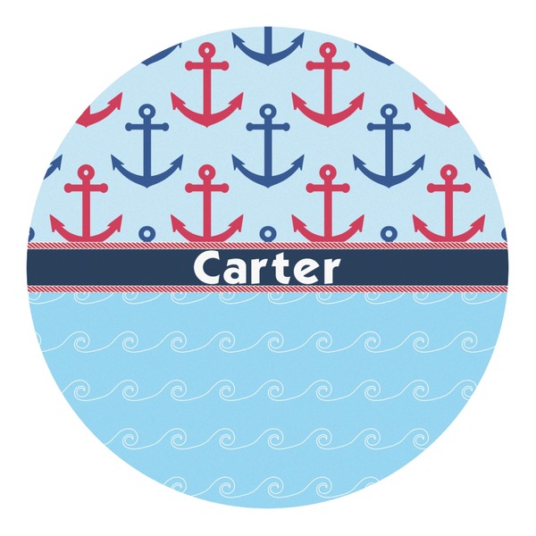 Custom Anchors & Waves Round Decal - Small (Personalized)