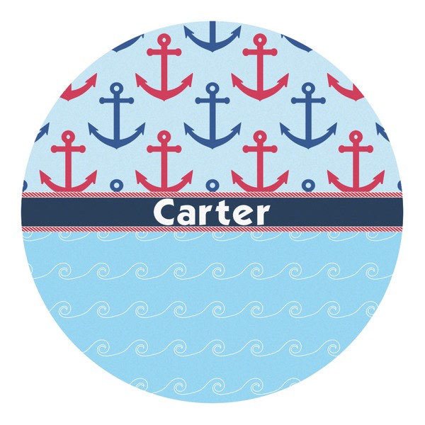 Custom Anchors & Waves Round Decal - XLarge (Personalized)