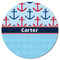 Anchors & Waves Round Fridge Magnet - FRONT