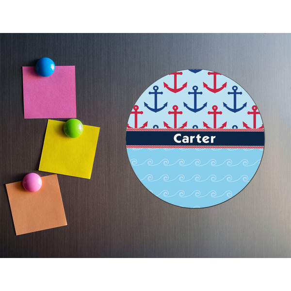 Anchors & Waves Round Fridge Magnet - LIFESTYLE