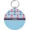 Anchors & Waves Round Plastic Keychain (Personalized)