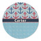 Anchors & Waves Round Linen Placemats - FRONT (Double Sided)