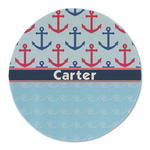 Anchors & Waves Round Linen Placemat - Single Sided (Personalized)