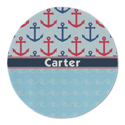 Anchors & Waves Round Linen Placemat (Personalized)