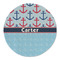 Anchors & Waves Round Linen Placemats - FRONT (Single Sided)