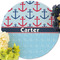 Anchors & Waves Round Linen Placemats - Front (w flowers)
