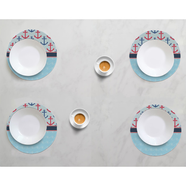 Anchors & Waves Round Linen Placemats - LIFESTYLE (set of 4)