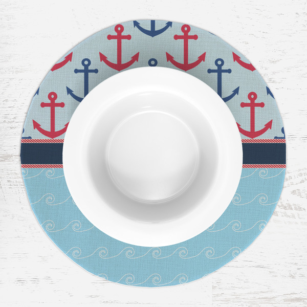 Anchors & Waves Round Linen Placemats - LIFESTYLE (single)