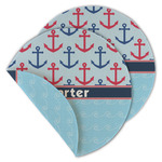 Anchors & Waves Round Linen Placemat - Double Sided - Set of 4 (Personalized)