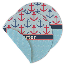Anchors & Waves Round Linen Placemat - Double Sided (Personalized)