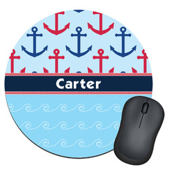Anchors & Waves Round Mouse Pad (Personalized)
