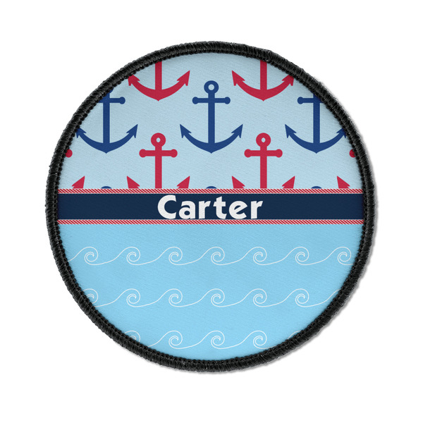 Custom Anchors & Waves Iron On Round Patch w/ Name or Text