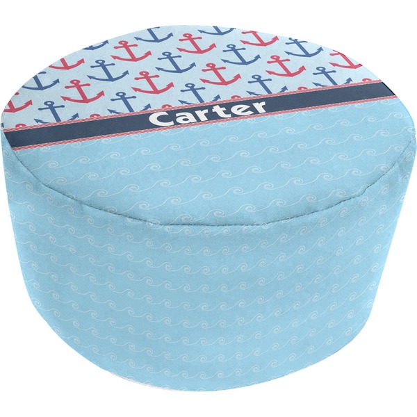 Custom Anchors & Waves Round Pouf Ottoman (Personalized)