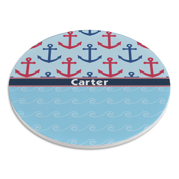 Anchors & Waves Round Stone Trivet - Angle View