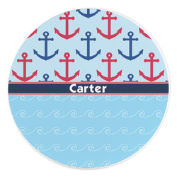 Anchors & Waves Round Stone Trivet (Personalized)