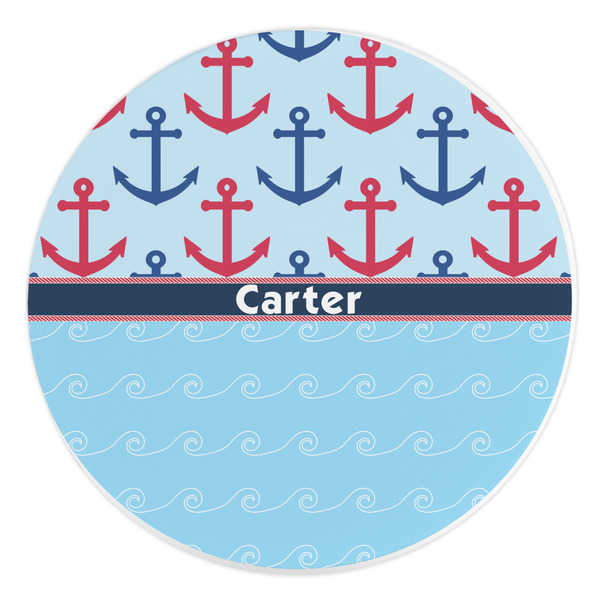 Custom Anchors & Waves Round Stone Trivet (Personalized)