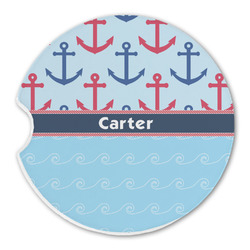 Anchors & Waves Sandstone Car Coaster - Single (Personalized)