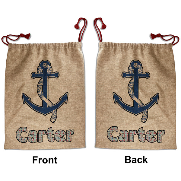 Custom Anchors & Waves Santa Sack - Front & Back (Personalized)