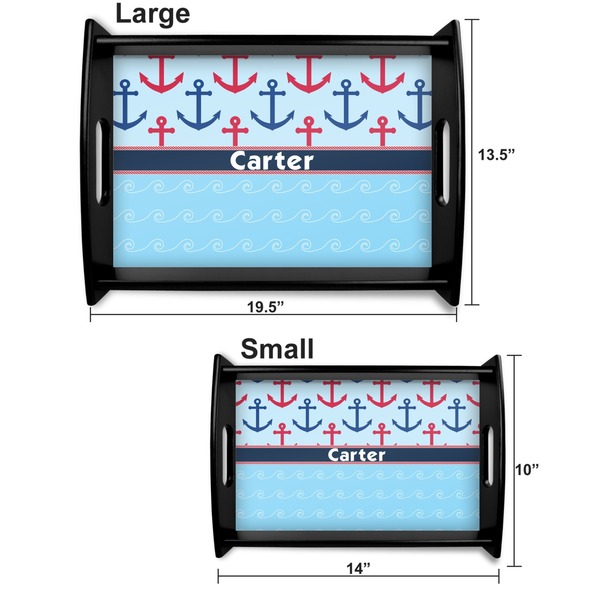 Anchors & Waves Serving Tray Black Sizes