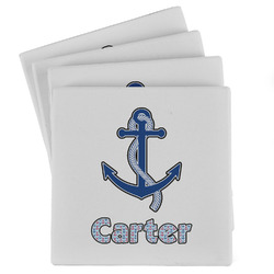 Anchors & Waves Absorbent Stone Coasters - Set of 4 (Personalized)