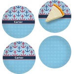 Anchors & Waves Set of 4 Glass Appetizer / Dessert Plate 8" (Personalized)