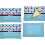 Anchors & Waves Set of 4 Glass Rectangular Appetizer / Dessert Plate (Personalized)