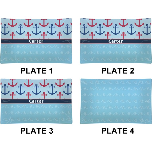 Anchors & Waves Set of Rectangular Dinner Plates (Approval)