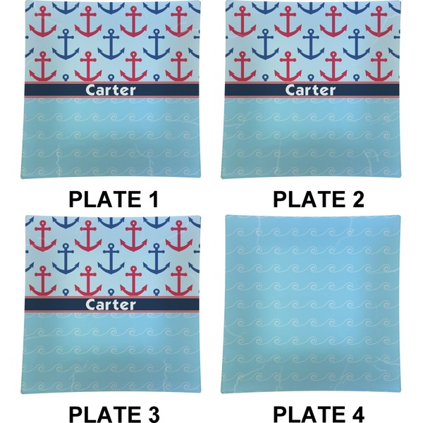 Anchors & Waves Set of Square Dinner Plates (Approval)