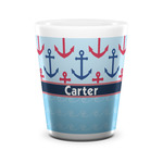 Anchors & Waves Ceramic Shot Glass - 1.5 oz - White - Single (Personalized)