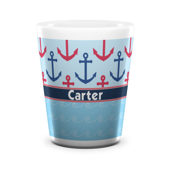 Anchors & Waves Shot Glass - White - FRONT
