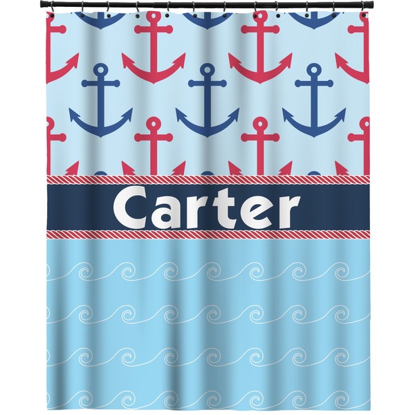 Custom Anchors & Waves Extra Long Shower Curtain - 70"x84" (Personalized)