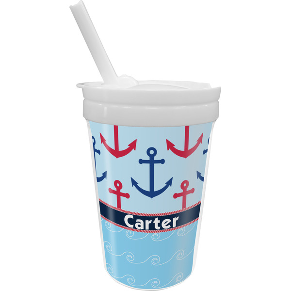 Custom Anchors & Waves Sippy Cup with Straw (Personalized)