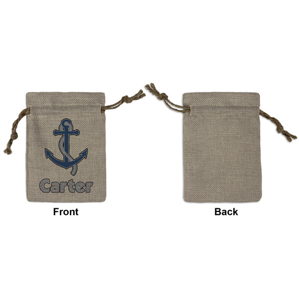 Anchors & Waves Small Burlap Gift Bag - Front Approval