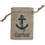 Anchors & Waves Small Burlap Gift Bag - Front (Personalized)