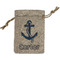 Anchors & Waves Small Burlap Gift Bag - Front
