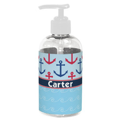 Anchors & Waves Plastic Soap / Lotion Dispenser (8 oz - Small - White) (Personalized)