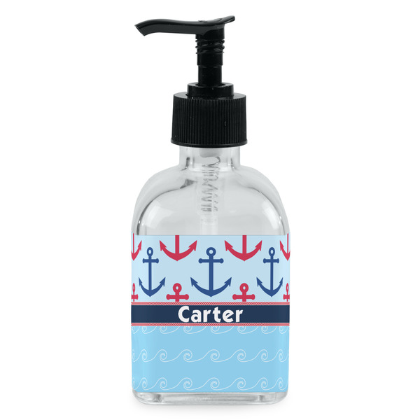 Custom Anchors & Waves Glass Soap & Lotion Bottle - Single Bottle (Personalized)
