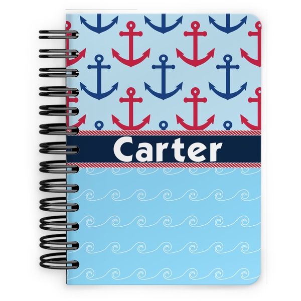 Custom Anchors & Waves Spiral Notebook - 5x7 w/ Name or Text