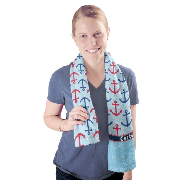 Anchors & Waves Sport Towel - Exercise use - Model